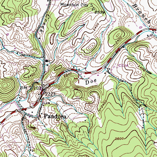 Topographic Map of Campbell Mine, TN