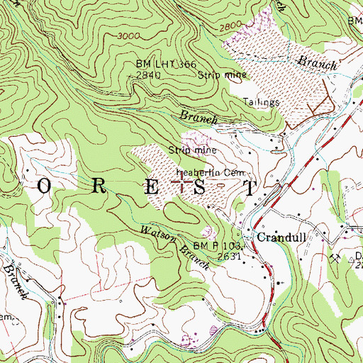 Topographic Map of Davis Mine, TN