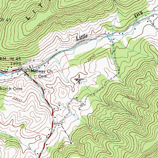 Topographic Map of Dry Run Mine, TN
