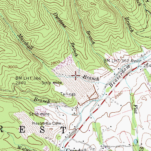 Topographic Map of Ham Greer Mine, TN