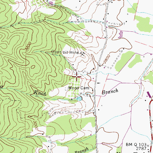 Topographic Map of Maxwell Mine, TN