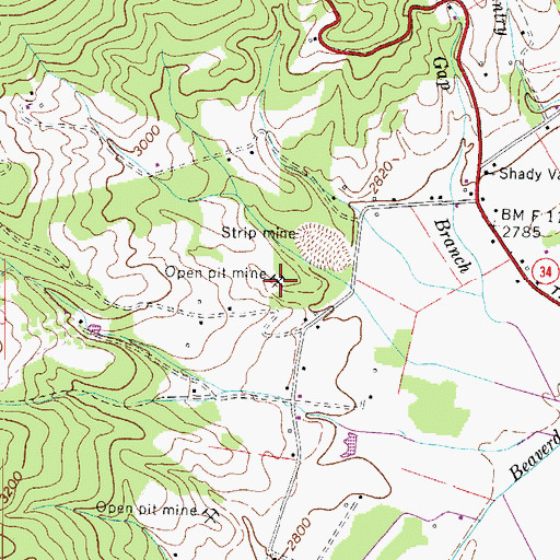 Topographic Map of Neil Mine, TN