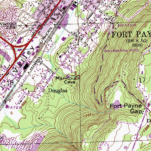 Topographic Map of Manitou Spring, AL