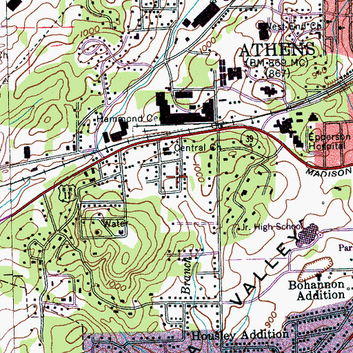 Topographic Map of Avalon Heights, TN
