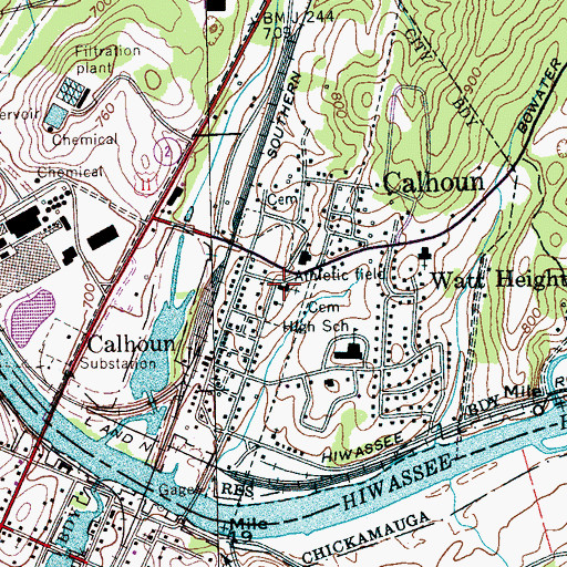 Topographic Map of Calhoun Baptist Church, TN