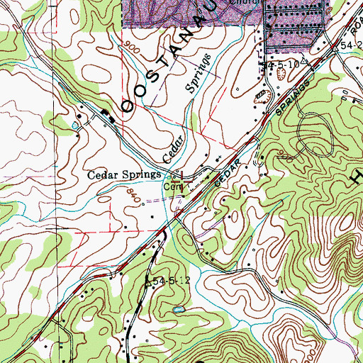 Topographic Map of Cedar Springs Camp Ground (historical), TN