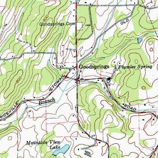 Topographic Map of Goodsprings Baptist Church, TN