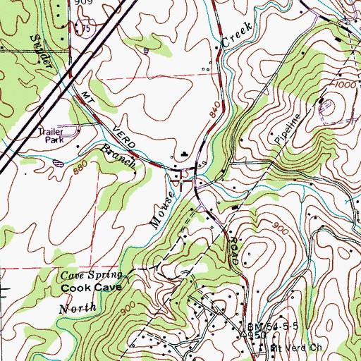 Topographic Map of McElwee Mill (historical), TN