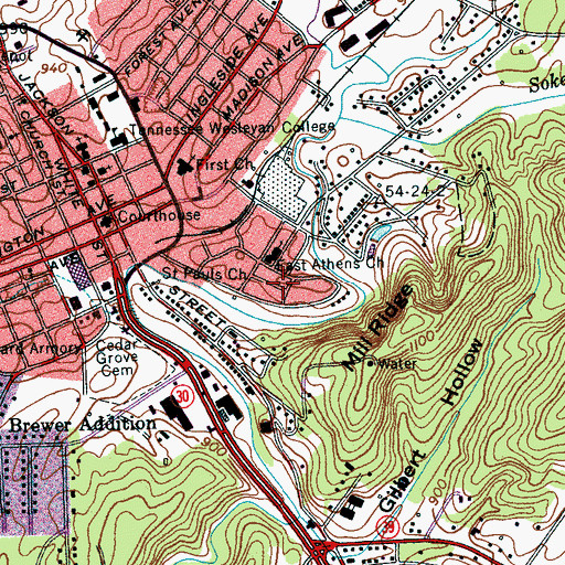 Topographic Map of Morningside, TN