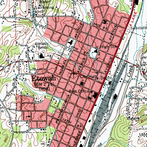 Topographic Map of Saint Pauls Methodist Church, TN