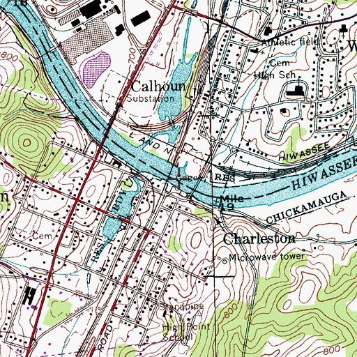 Topographic Map of Walkers Ferry (historical), TN
