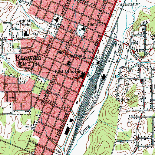 Topographic Map of Wesley Memorial Methodist Church, TN