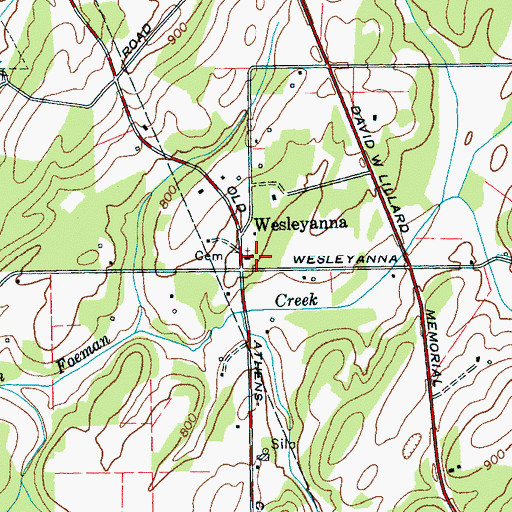 Topographic Map of Wesleyanna Methodist Church, TN