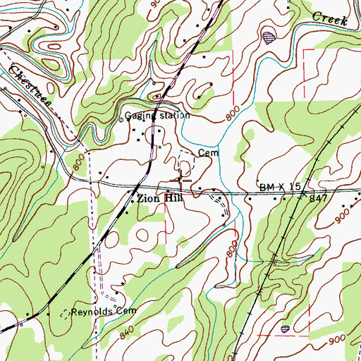 Topographic Map of Zion Hill Baptist Church, TN