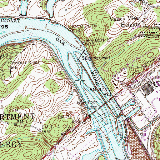 Topographic Map of Blacks Island Shoals, TN