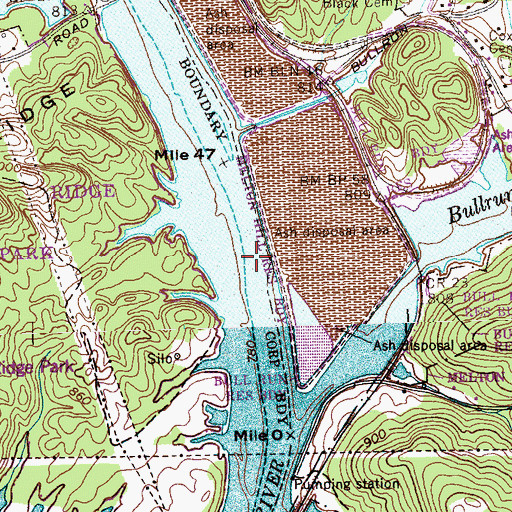 Topographic Map of Bull Run Shoals, TN