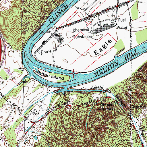 Topographic Map of Cummings Island Shoals, TN