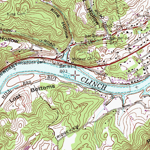 Topographic Map of Florida Shoals, TN