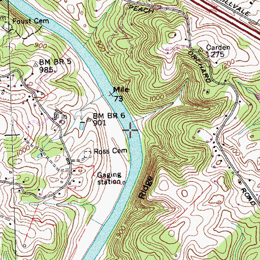 Topographic Map of Johnsons Shoals, TN