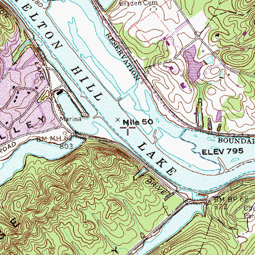 Topographic Map of Lees Ferry (historical), TN