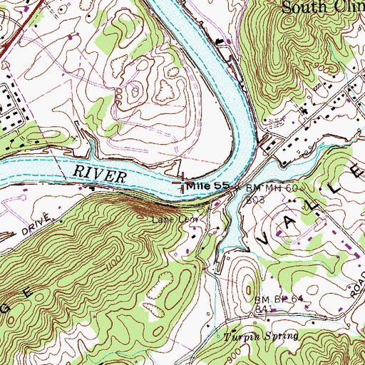 Topographic Map of Opossum Shoals, TN