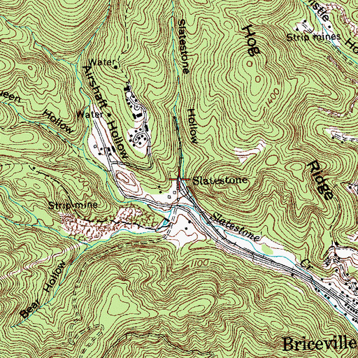 Topographic Map of Slatestone Mine, TN