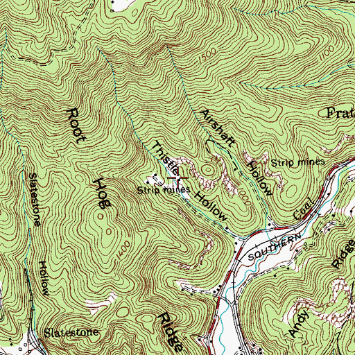 Topographic Map of Thistle Mine, TN
