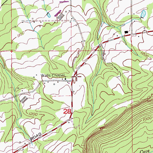 Topographic Map of Walls Chapel Cemetery, AL