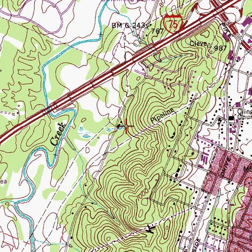 Topographic Map of Fletcher Spring, TN