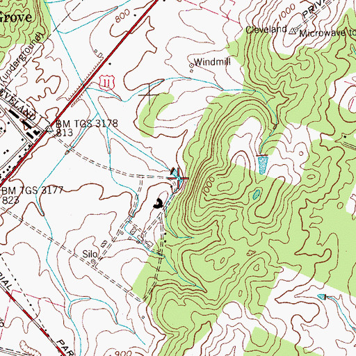 Topographic Map of Hardwick Spring, TN