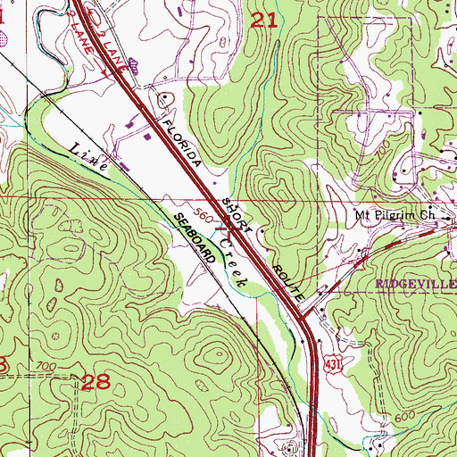 Topographic Map of Word of Life Church, AL