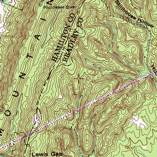Topographic Map of King Mine, TN