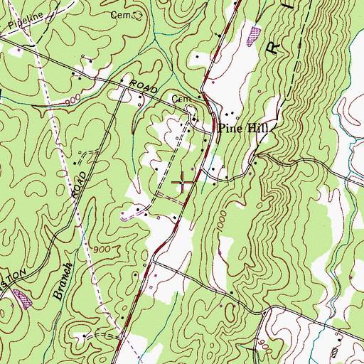Topographic Map of Pine Hill School (historical), TN