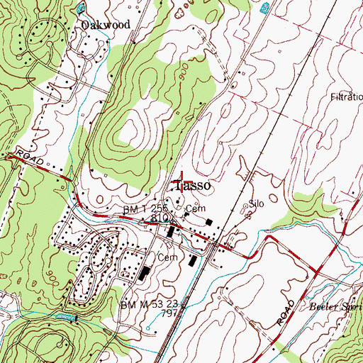 Topographic Map of Tasso School (historical), TN