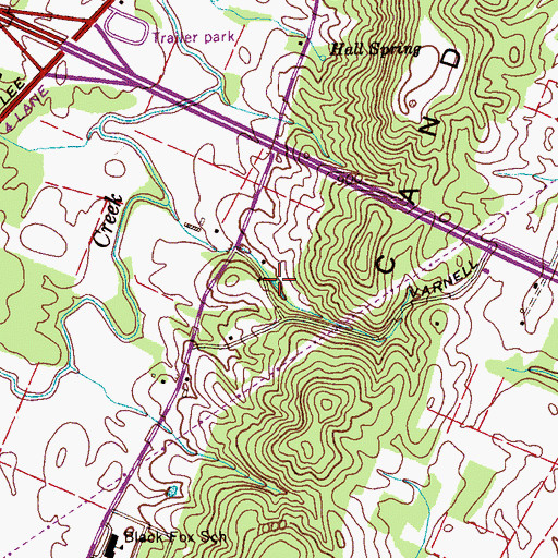 Topographic Map of Varnell Springs, TN