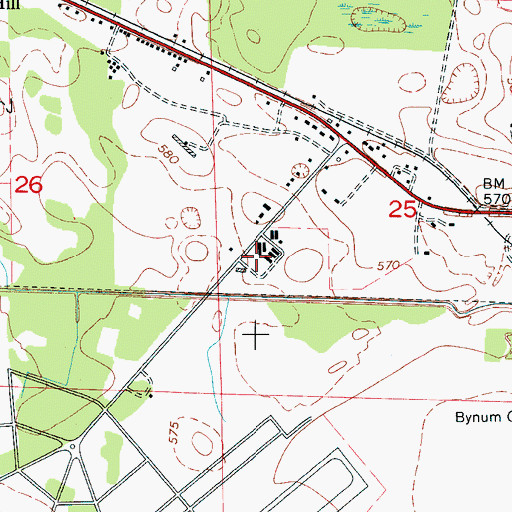 Topographic Map of Courtland Downs, AL