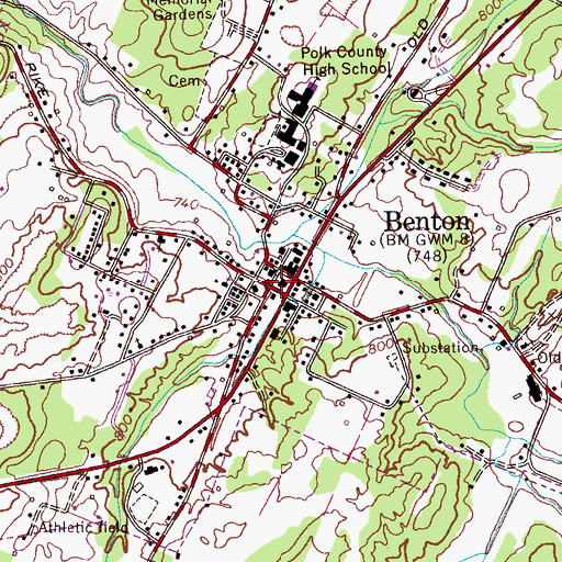 Topographic Map of Polk County Courthouse, TN