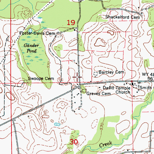 Topographic Map of David Temple School (historical), AL