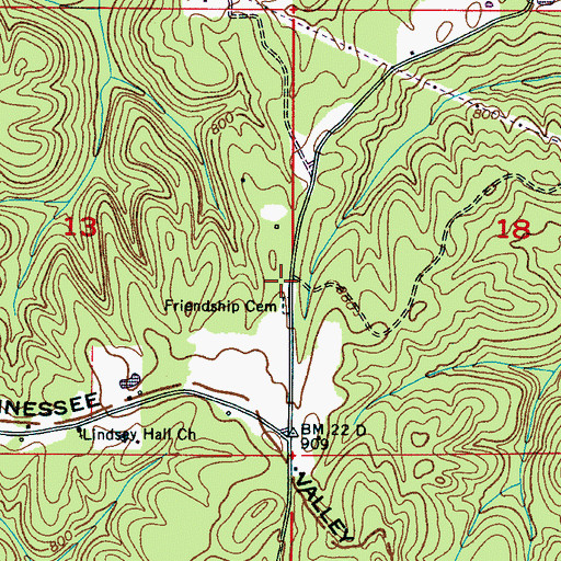 Topographic Map of Friendship Church (historical), AL