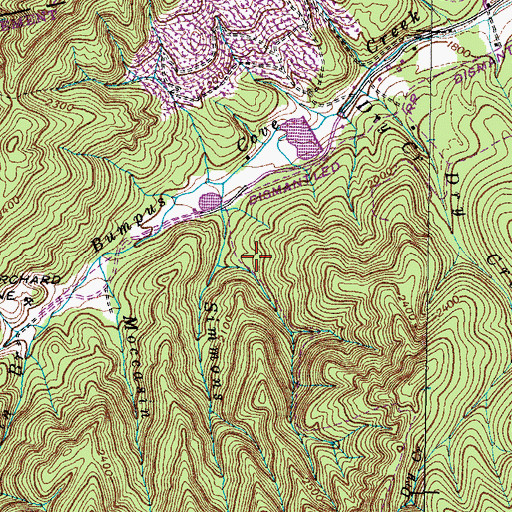 Topographic Map of Simmons Branch Mine, TN