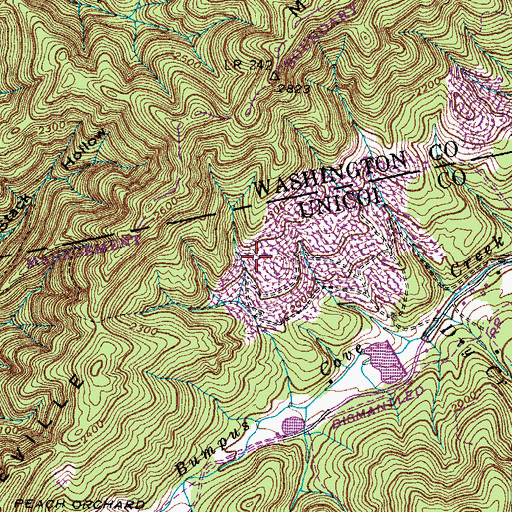 Topographic Map of West Ore Bank Mine, TN