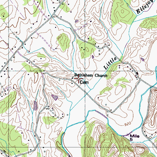 Topographic Map of Bethlehem Cemetery, TN