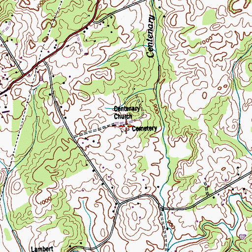 Topographic Map of Centenary Cemetery, TN