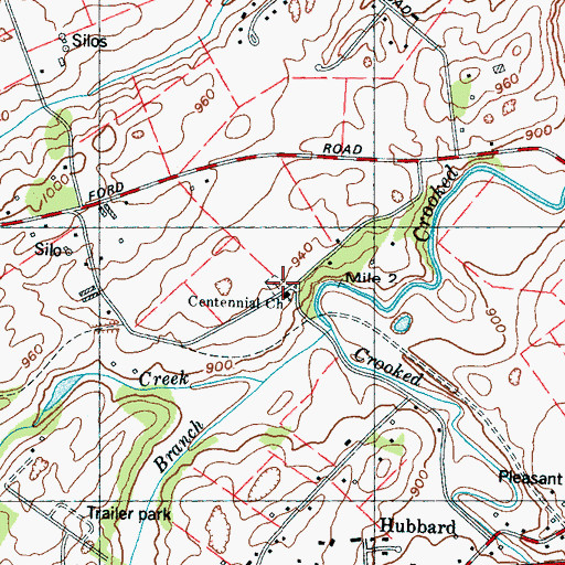Topographic Map of Centennial Cemetery, TN