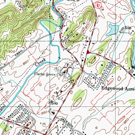 Topographic Map of Clarks Grove Cemetery, TN