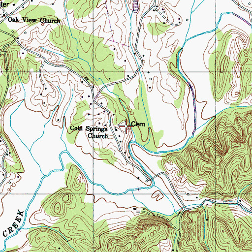 Topographic Map of Cold Springs Cemetery, TN