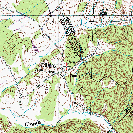 Topographic Map of Ellejoy Cemetery, TN