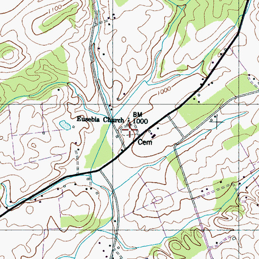Topographic Map of Eusebia Cemetery, TN