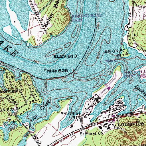 Topographic Map of Gillespies Landing (historical), TN