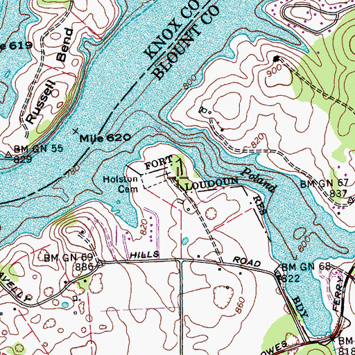 Topographic Map of Holston Cumberland Presbyterian Church (historical), TN